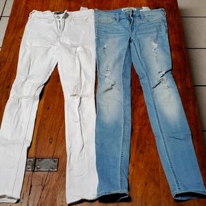 Bundle*** 1 white and 1 blue distressed jeans
